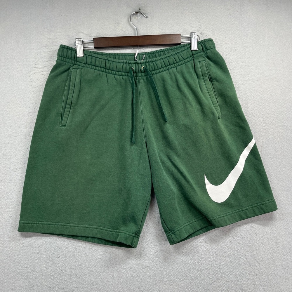 Nike Sportswear Swoosh Sweat Shorts Mens Large Green HBR French Terry Fleece Gym